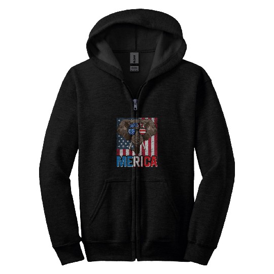 Elephant Mammal Merica 4th of July American Flag USA Republican Zip Hoodies