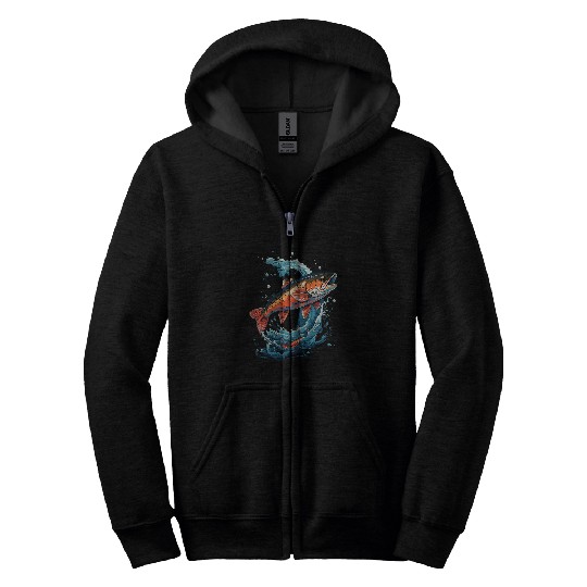 Fishing Fun Fly Fishing Arctic Char Brook Trout Fish 3 Zip Hoodies