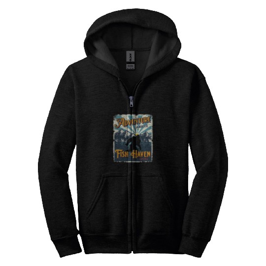Bigfoot Pet Fish Haven Idaho Sasquatch Bigfoot Big Foot Travel Souvenir Zip Hoodies