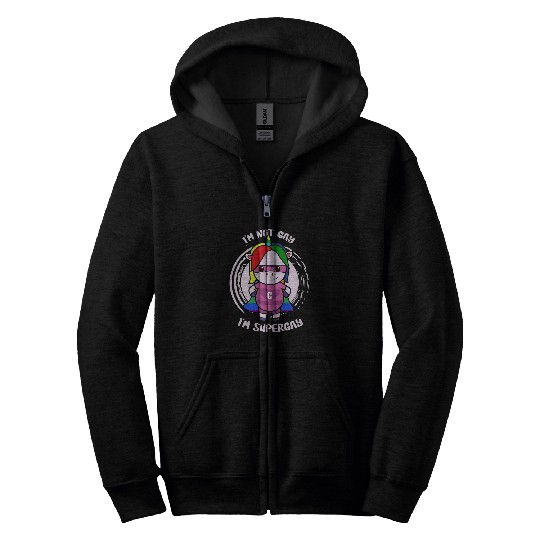 Unicorn Pet Im Not Gay Im Supergay Funny LGBTQ Pride Month Zip Hoodies