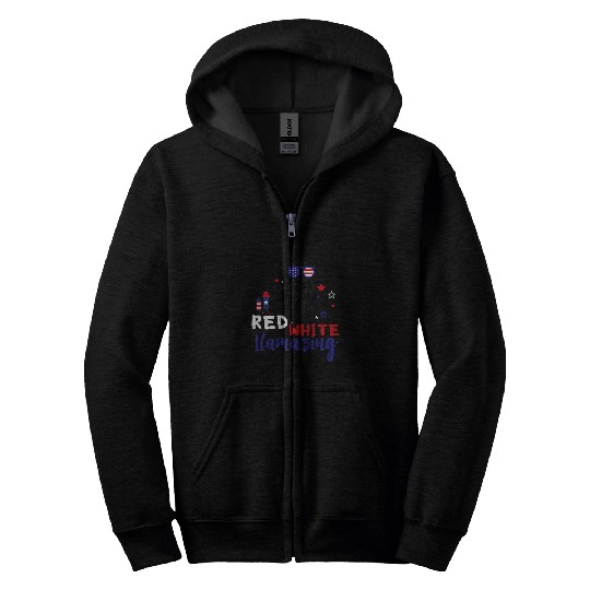 Llama Pet Patriotic American Llama Flag Fireworks th Of July USA Zip Hoodies