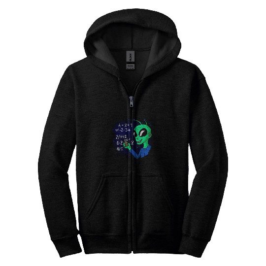 Aliens UFO Studying Solving Math Science Physics Equations School 21 Zip Hoodies