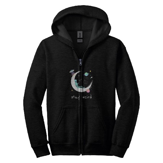 Aliens UFO Stay Weird Cute Pastel Zip Hoodies
