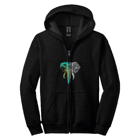 Elephant Mammal Mandala Wilderness Safari Africa India Wildlife Zoo Zip Hoodies