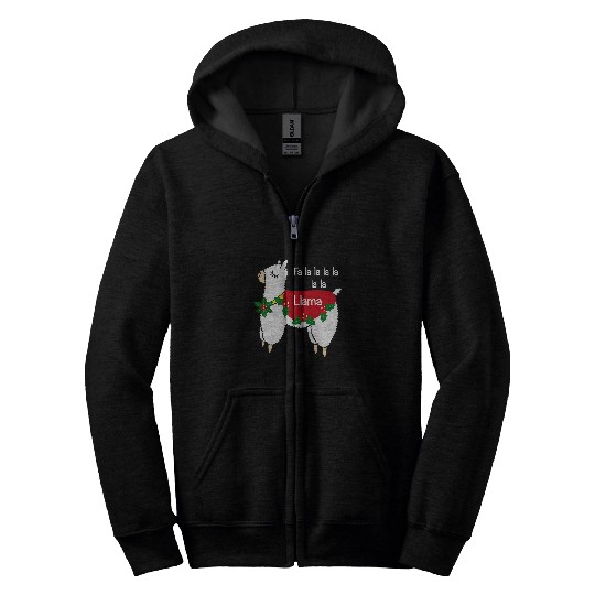 Llama Pet Christmas Fa La La La xmass Zip Hoodies