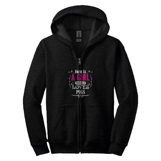 Pig Pet Here Is A Girl Who Loves Pigs Pig Piglet Zip Hoodies