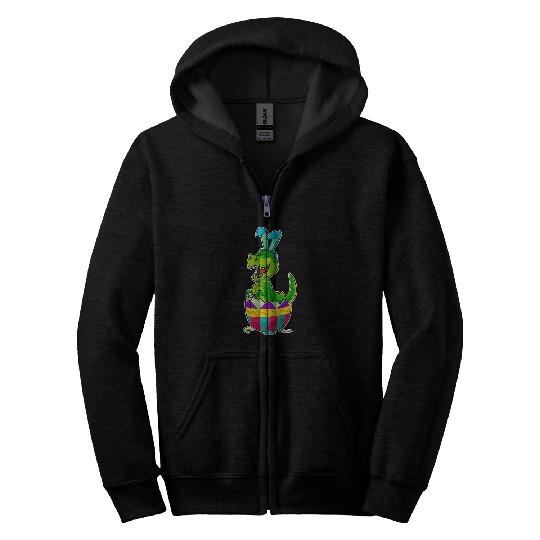 Dinosaur Pet Easter T rexs Dinosaur Bunny Egg Hunt Cute Boys Girls Kids Zip Hoodies