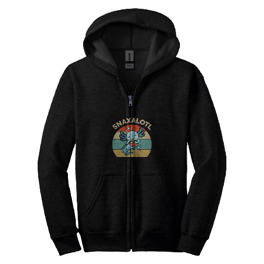 Axolotls Pet Snaxalotl Cute Axolotls Retro Funny Blue Axolotls Salamander Zip Hoodies