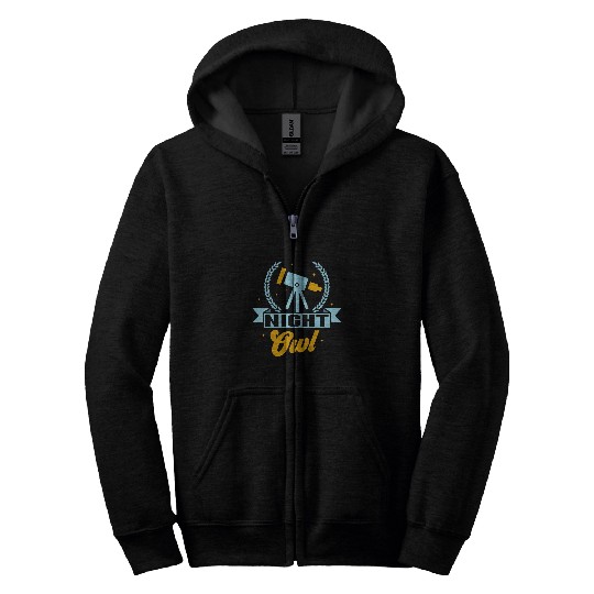 Night Owl Astronomy Telescope Stargazer Zip Hoodies
