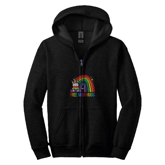Unicorn Pet  Mom Hugs Funny Unicorn Gay LGBT Pride Month 3 Zip Hoodies