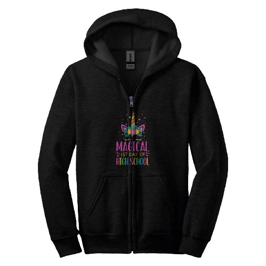 Unicorn Pet First Day Of High School Back To School Student Zip Hoodies