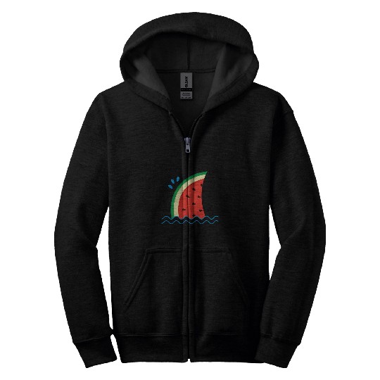 Shark Pet Kawaii Family Summer Beach Vacation Watermelon Shark Fin Zip Hoodies