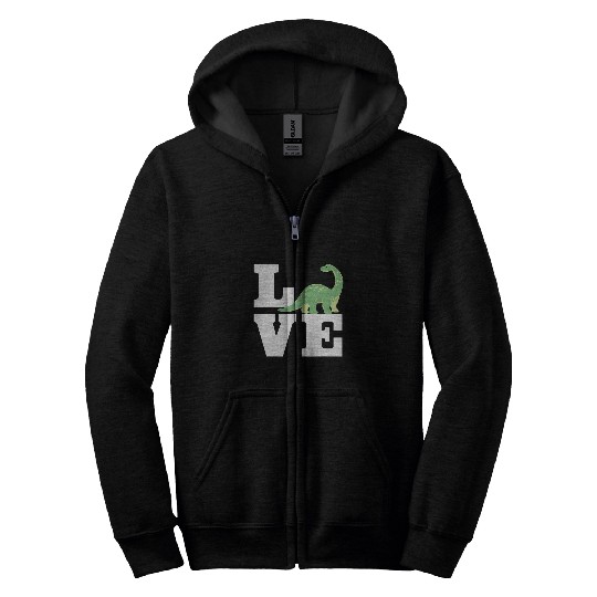 Dinosaur Pet Love Brontosaurus Design Primeval Creatures Zip Hoodies
