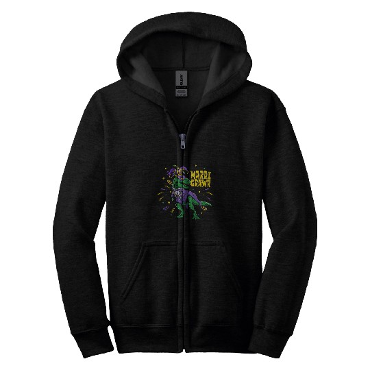 Dinosaur Pet Mardi Gras Funny TRex New Orleans Festival Zip Hoodies