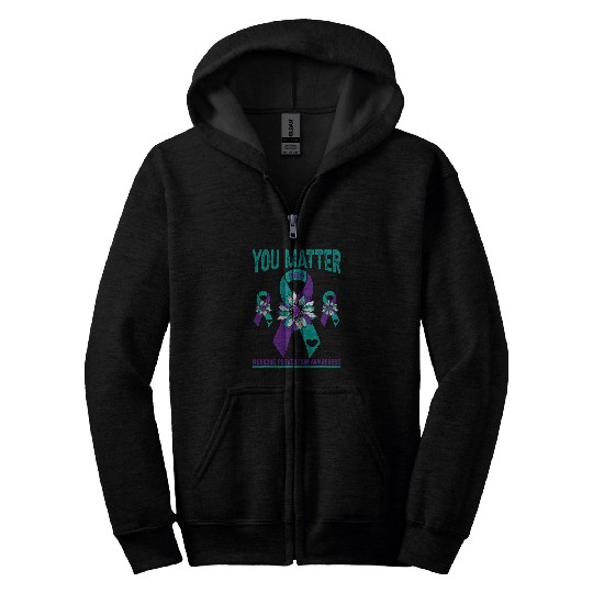 suicides Prevention 988 Ribbon You Matter teal Zip Hoodies