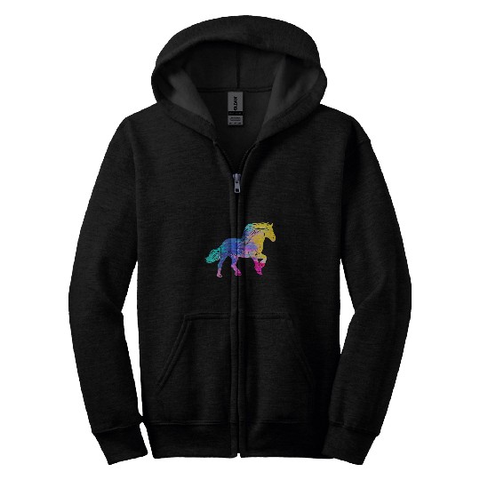 Horse Pet Geometric Pop Art Horse Equestrian Pony Rider Zip Hoodies