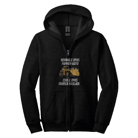 Excavator Fun Mens Wheel Loader Grandpa Excavator Grandad Digger Driver Civil Construction Civil Zip Hoodies