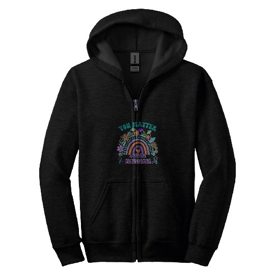 suicides Prevention 988 Ribbon Groovy Hippie You Matter Zip Hoodies