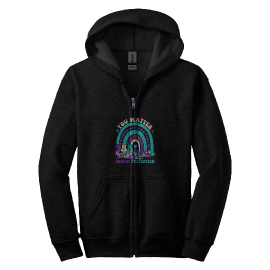 suicides Prevention 988 Ribbon You Matter 988 suicides Prevention Awareness Rainbow Groovy Zip Hoodies