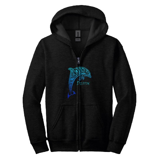 Dolphin Pet Gift Destin Florida Vintage Retro Tribal Dolphin Vacation 1 Zip Hoodies