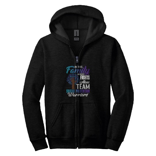 suicides Prevention 988 Ribbon Family Nobody Fights Alone Team suicides Prevention Warriors Zip Hoodies