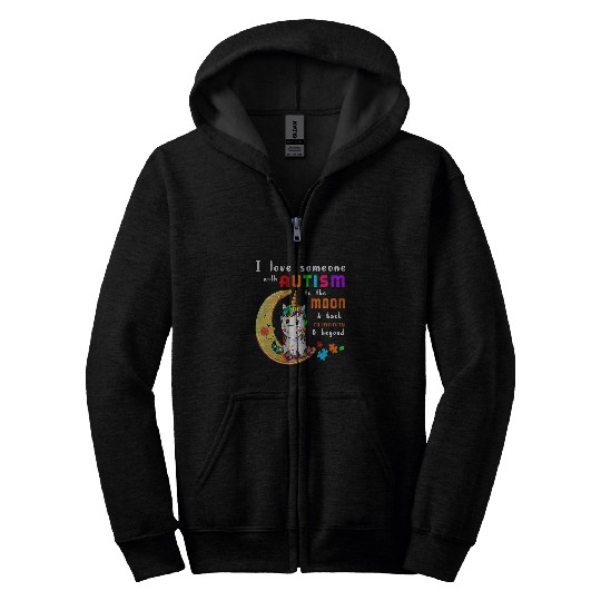 Autism Puzzle I love someone with autism Autism Mom Unicorn Zip Hoodies