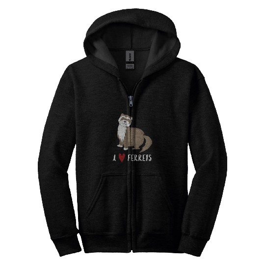 Ferret Pet I Love Ferrets Cute Ferret Pet Love Animal Zip Hoodies
