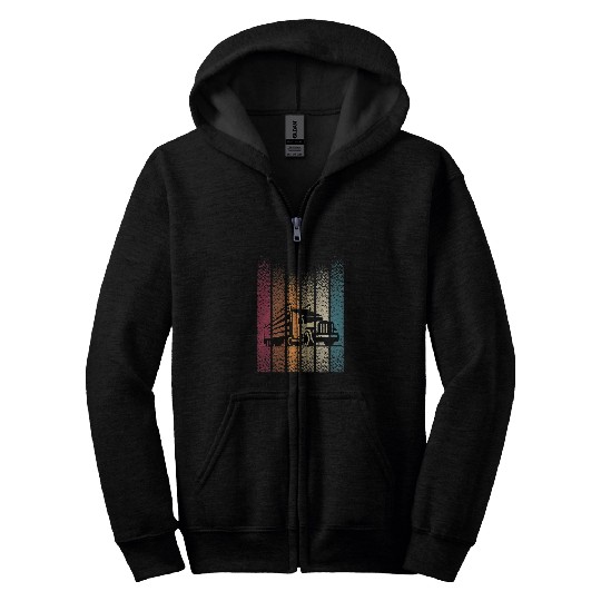 vintages Retro Truck Gift Idea Road Man Heavy Weight Zip Hoodies