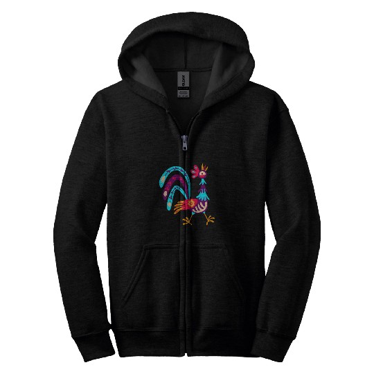 Chicken Pet Dia De Los Muertos Holiday Bird Zip Hoodies