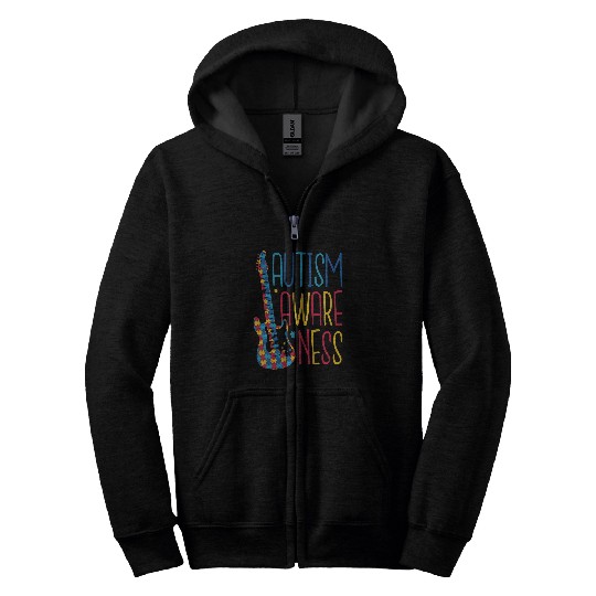 Autism Puzzle Music Lover Autism Puzzle Graphic Novelty Apparel Zip Hoodies