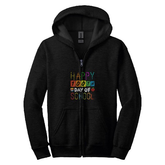Book Fun 100 days of school teacher or Child apple pencil Zip Hoodies