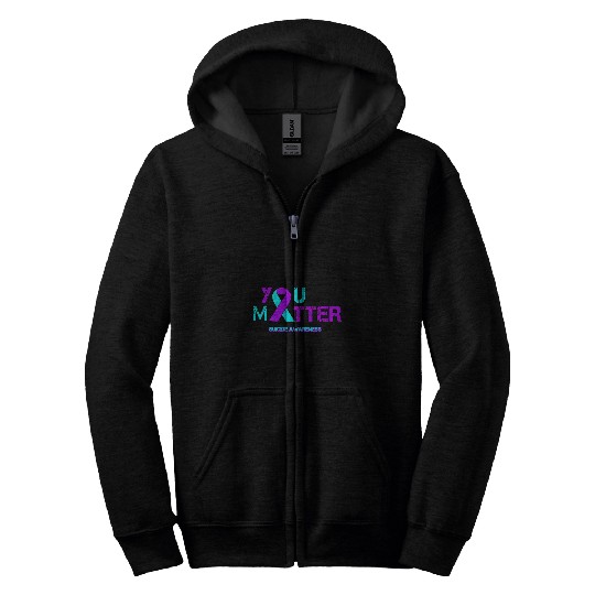 suicides Prevention 988 Ribbon You Matter suicides Prevention Depression Awareness Zip Hoodies