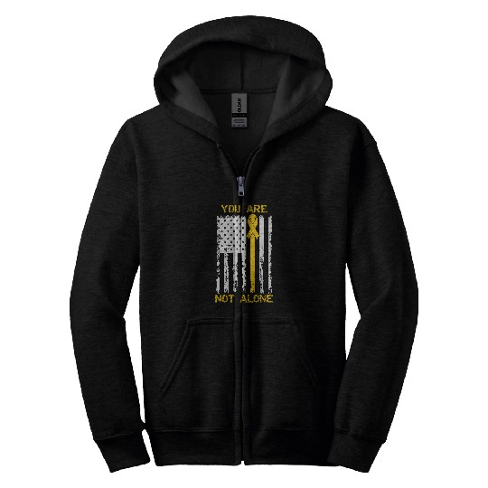suicides Prevention 988 Ribbon You Are Not Alone suicides Prevention Awareness Yellow Ribbon Zip Hoodies