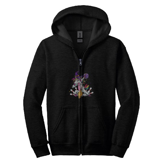 Sport Bowling Dabbings Bowling Witch Unicorns vintages Zip Hoodies