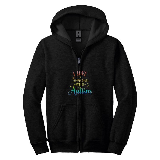 Autism Puzzle I Love Someone with Autism Awareness Men Women Kids8 Zip Hoodies