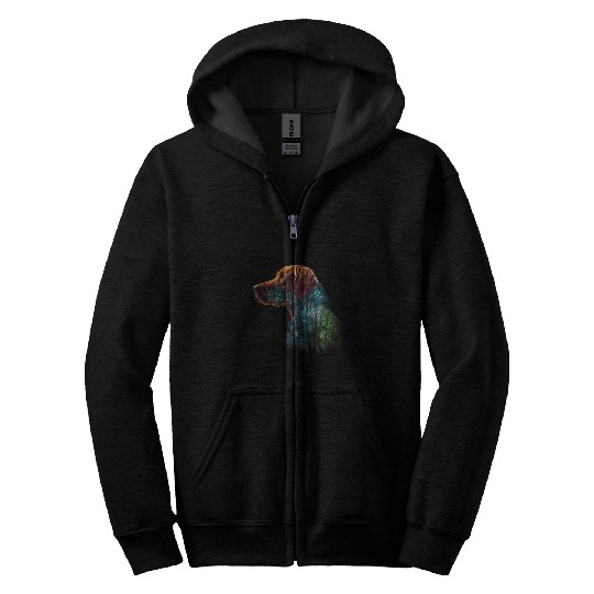 Colorful Wilderness Nature Vizsla Reflection Zip Hoodies