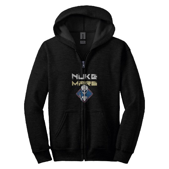 Aliens UFO Nuke Mars Funny alien with a peace sign Zip Hoodies