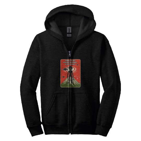 Aliens UFO This IS My First Rodeo UFO Alien Cowboy Hat and Boots Funny Zip Hoodies