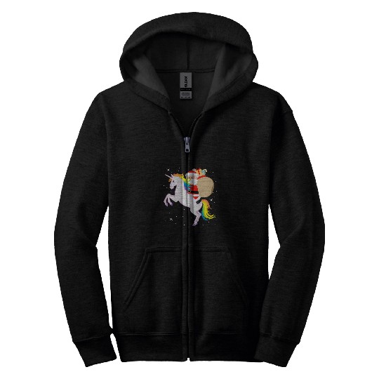 Unicorn Pet Santa Claus Riding Unicorn Rainbow Christmas xmass Kids Women Zip Hoodies