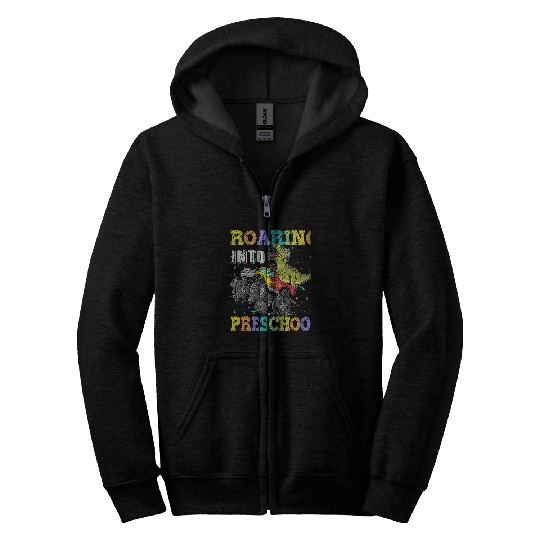 Dinosaur Pet Teacher Roaring Preschool T rexs Dino Monster Trucks Back to School Zip Hoodies