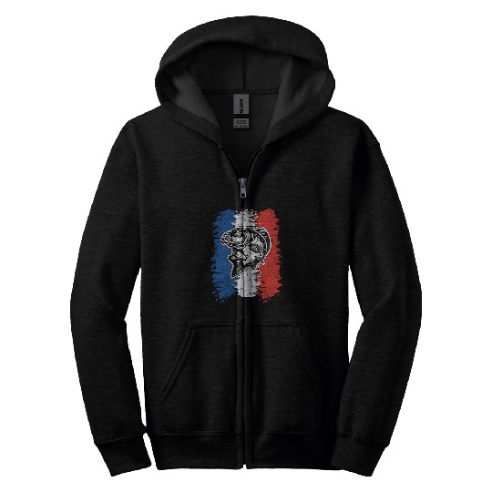 Fishing Fun French Flag France Boys Carp Saying Fishing Zip Hoodies