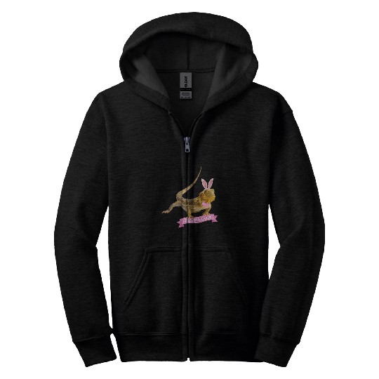 Bearded Dragon Pet Easter Bearded Dragon Funny Spring Lizard Bearded Zip Hoodies