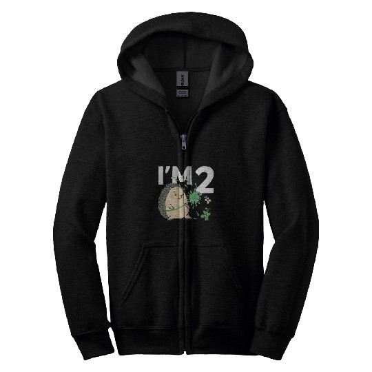 Hedgehog Pet Kids Im 2 bday Hedgehogs 2nd Birthday Hedgehog Zip Hoodies