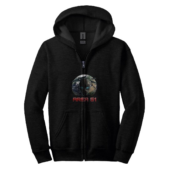 Aliens UFO Area 51 Alien And UFO Above Earth Zip Hoodies