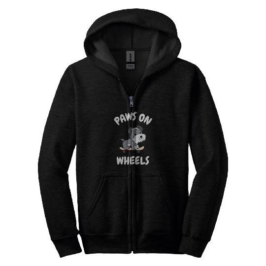 Schnauzer Pet Paws on Wheels Funny Dog Skateboarding Zip Hoodies