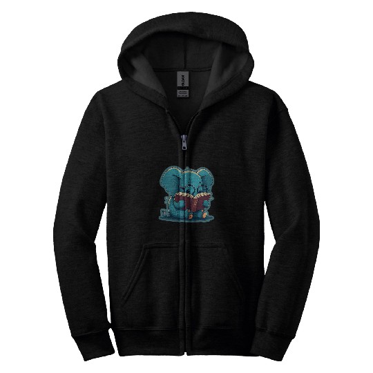 Discover Book Fun Sweet Baby Elephant Glasses Book Read Book Readers Reader 1 Zip Hoodies