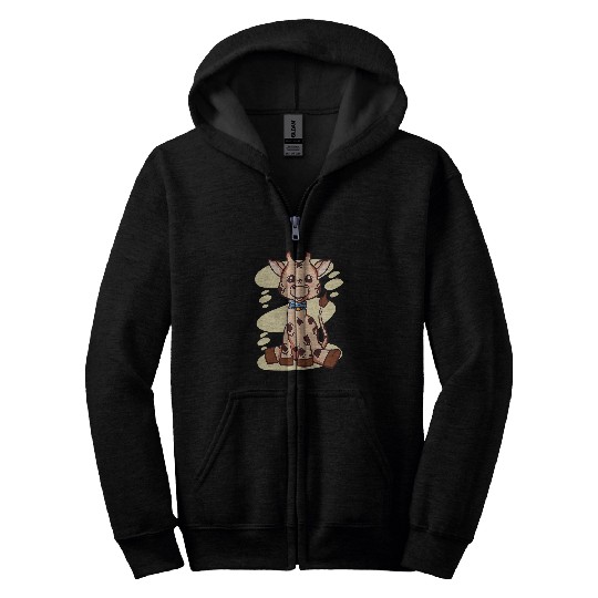 Giraffe Pet Cute Kawaii Anime Aesthetic Japanese Grey Zip Hoodies