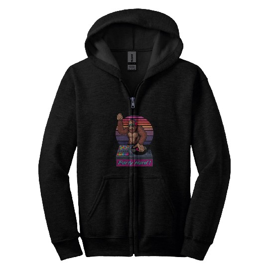 Bigfoot Pet Plays Disc Jockey Party Hard Zip Hoodies