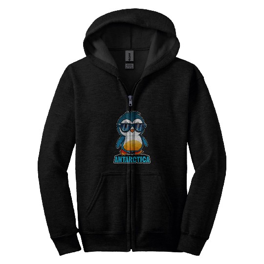Penguin Pet Antarctica Continent South Pole Funny Penguin Wearing Shades Zip Hoodies