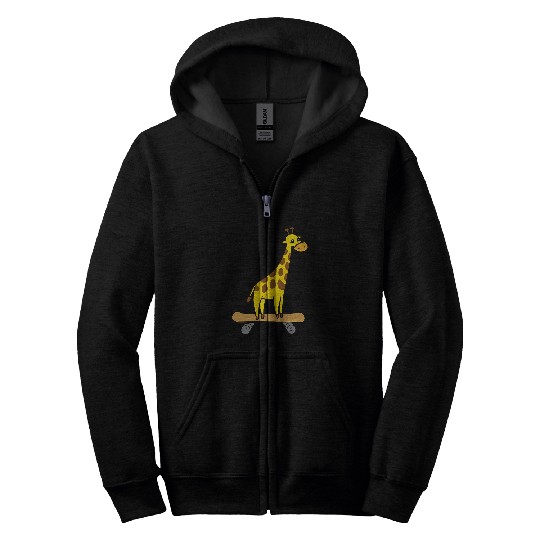 Giraffe Pet Skateboard Zip Hoodies